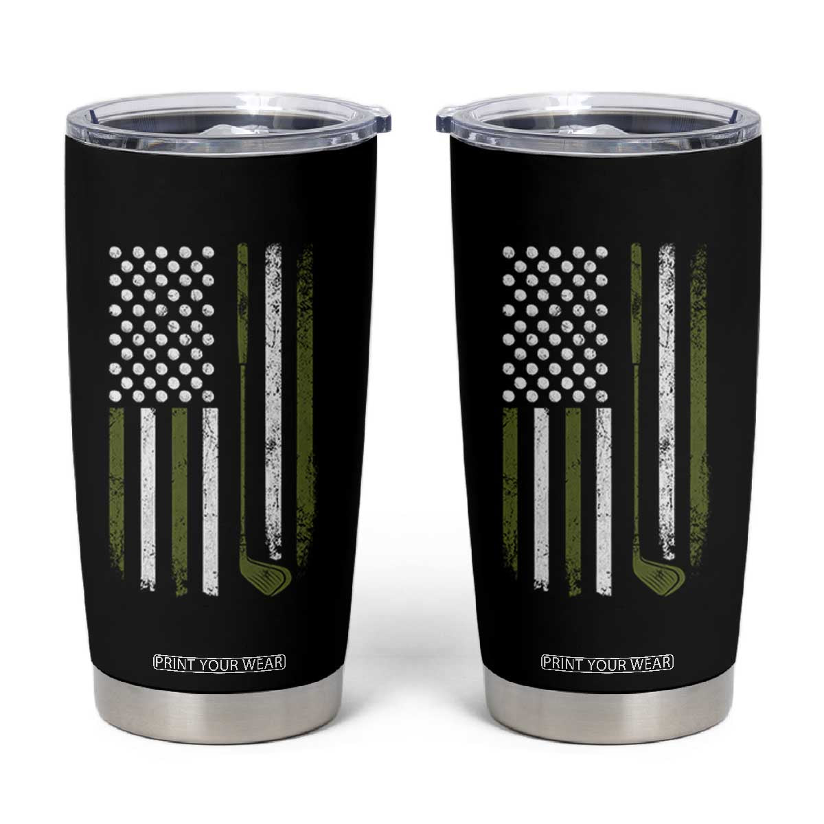 Retro American Flag Golf Tumbler Cup Golfer Funny Golf Club Golfing TS10 Black Print Your Wear