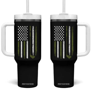 Retro American Flag Golf Tumbler With Handle Golfer Funny Golf Club Golfing TS10 One Size: 40 oz Black Print Your Wear