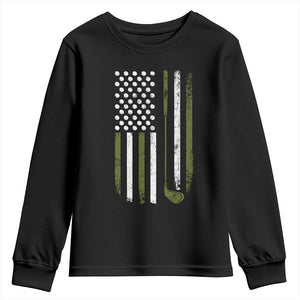 Retro American Flag Golf Youth Sweatshirt Golfer Funny Golf Club Golfing TS10 Black Print Your Wear