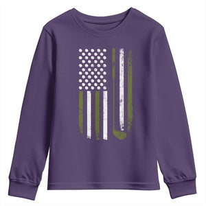 Retro American Flag Golf Youth Sweatshirt Golfer Funny Golf Club Golfing TS10 Purple Print Your Wear