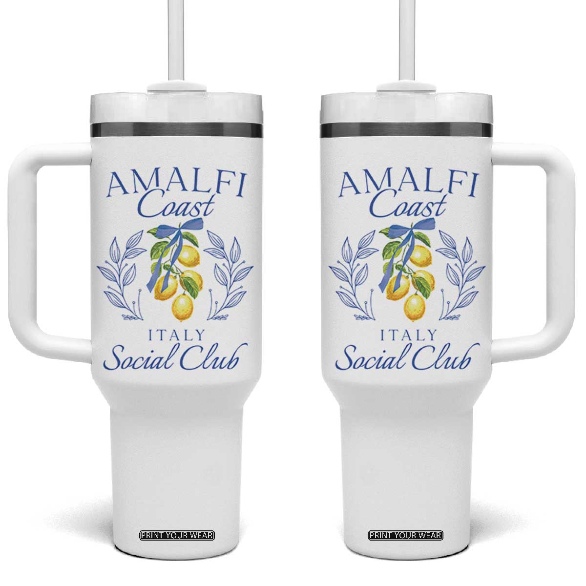 Amalfi Coast Tumbler With Handle Sorrento Italy Vacation Gift TS10 One Size: 40 oz White Print Your Wear