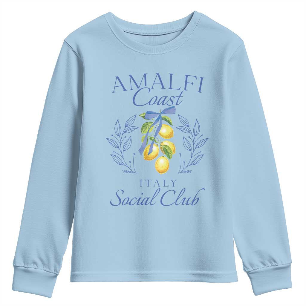 Amalfi Coast Youth Sweatshirt Sorrento Italy Vacation Gift TS10 Light Blue Print Your Wear