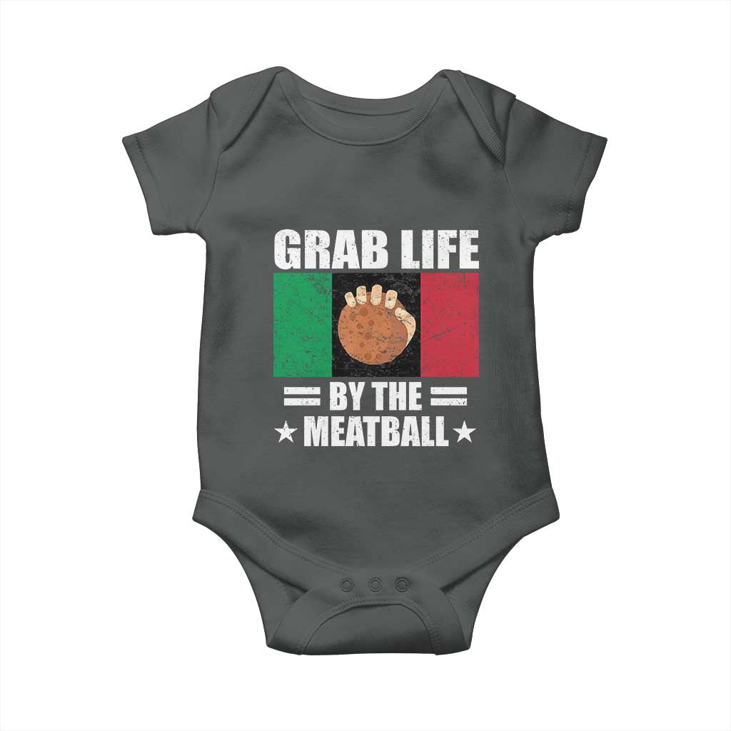 Funny Meatball Baby Onesie Italian Food Italy Flag TS10 Dark Heather Print Your Wear