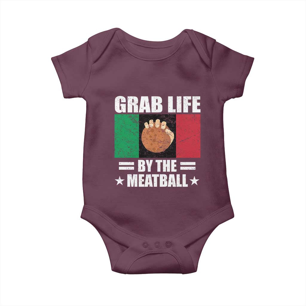 Funny Meatball Baby Onesie Italian Food Italy Flag TS10 Maroon Print Your Wear