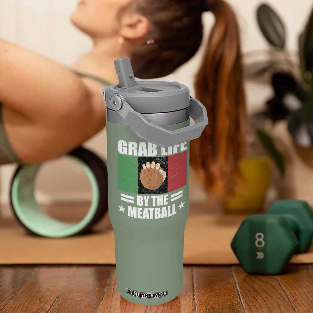Funny Meatball Flip Straw Tumbler Italian Food Italy Flag TS10 One Size: 30 oz Moss Green Print Your Wear