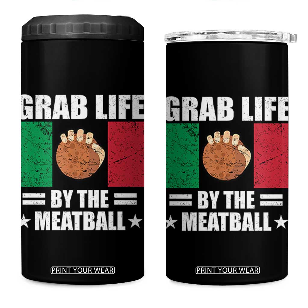 Funny Meatball 4 in 1 Can Cooler Tumbler Italian Food Italy Flag TS10 One Size: 16 oz Black Print Your Wear
