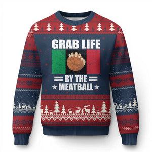 Funny Meatball Ugly Christmas Sweater Italian Food Italy Flag TS10 Navy Red Print Your Wear