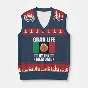 Funny Meatball V-Neck Knit Sweater Vest Italian Food Italy Flag TS10 Navy Red Print Your Wear