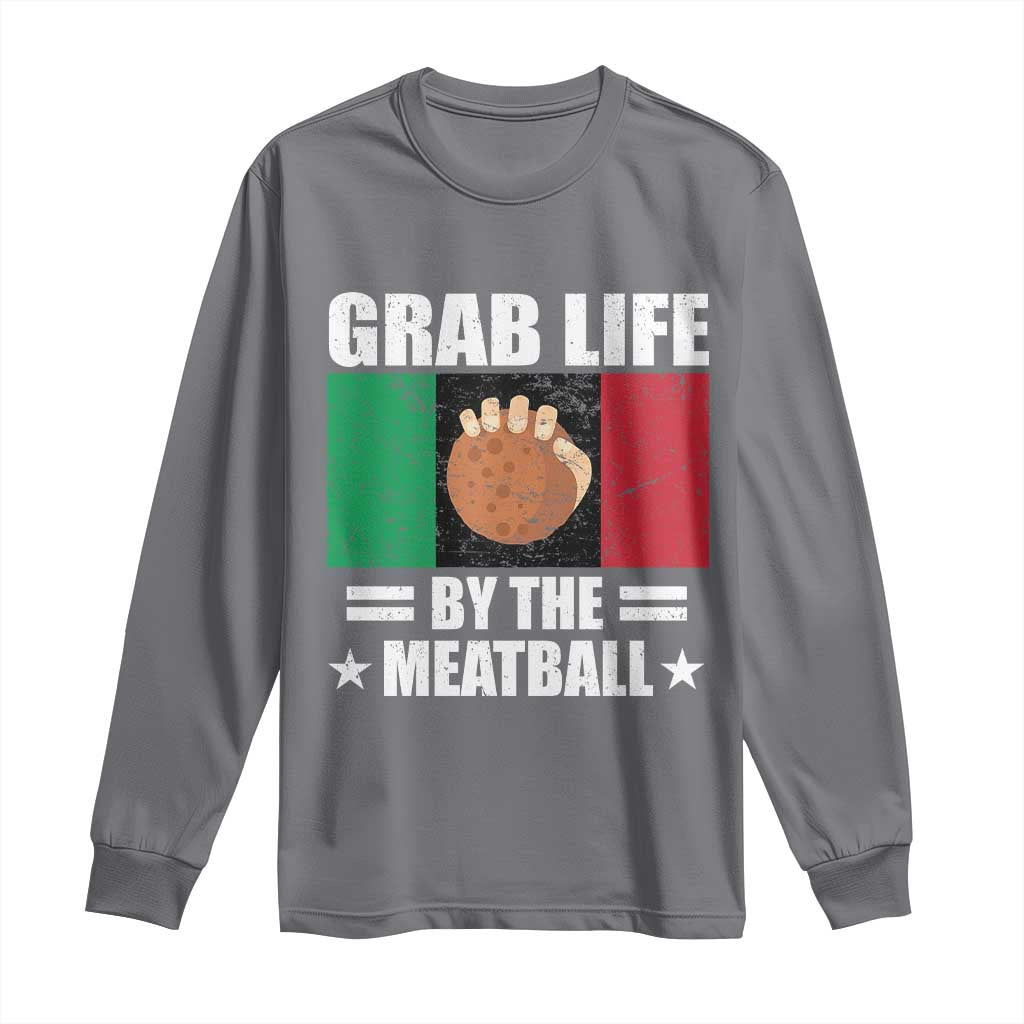 Funny Meatball Long Sleeve Shirt Italian Food Italy Flag TS10 Charcoal Print Your Wear
