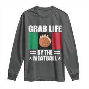 Funny Meatball Long Sleeve Shirt Italian Food Italy Flag TS10 Dark Heather Print Your Wear