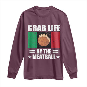 Funny Meatball Long Sleeve Shirt Italian Food Italy Flag TS10 Maroon Print Your Wear