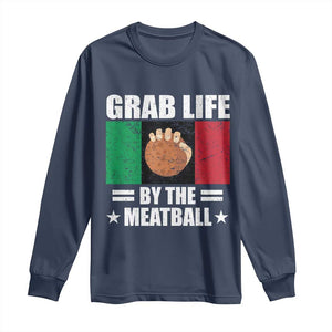 Funny Meatball Long Sleeve Shirt Italian Food Italy Flag TS10 Navy Print Your Wear