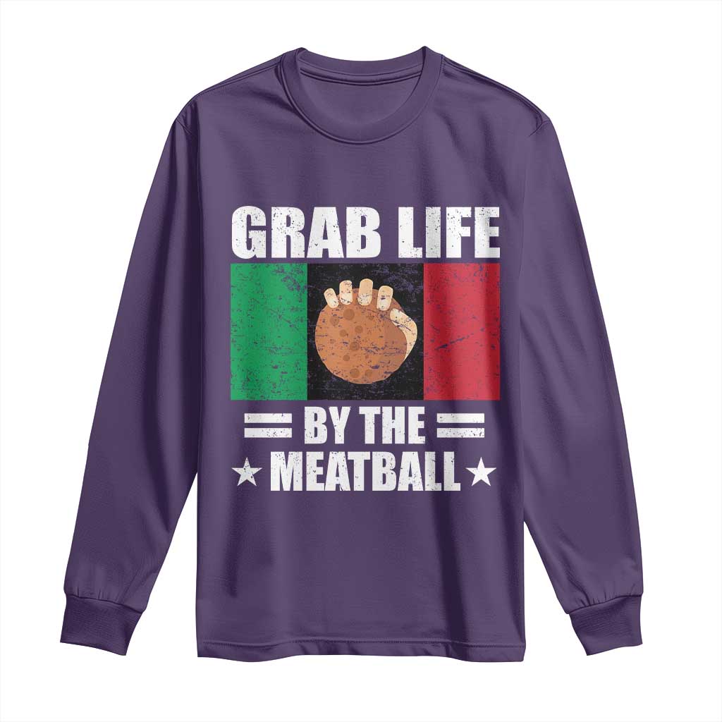 Funny Meatball Long Sleeve Shirt Italian Food Italy Flag TS10 Purple Print Your Wear