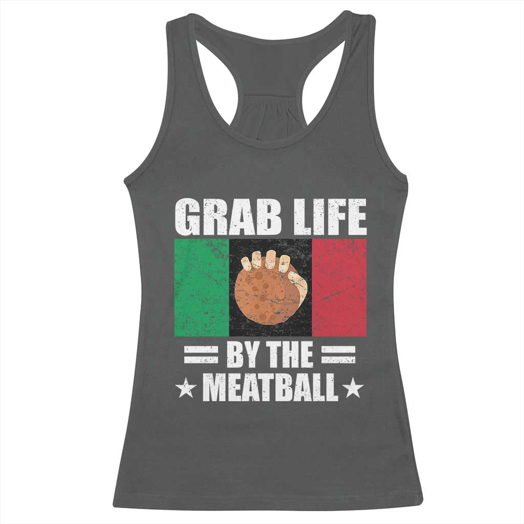 Funny Meatball Racerback Tank Top Italian Food Italy Flag TS10 Dark Heather Print Your Wear