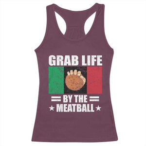 Funny Meatball Racerback Tank Top Italian Food Italy Flag TS10 Maroon Print Your Wear