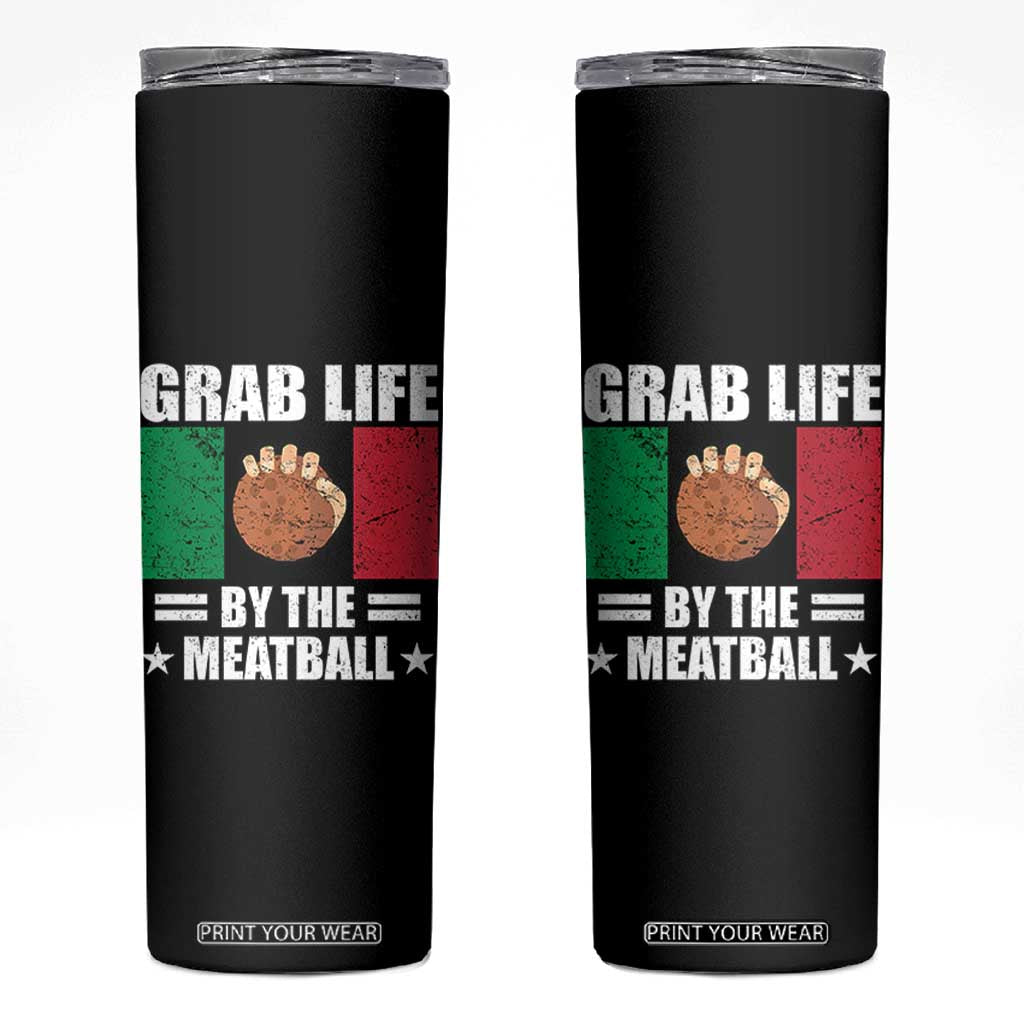 Funny Meatball Skinny Tumbler Italian Food Italy Flag TS10 Black Print Your Wear
