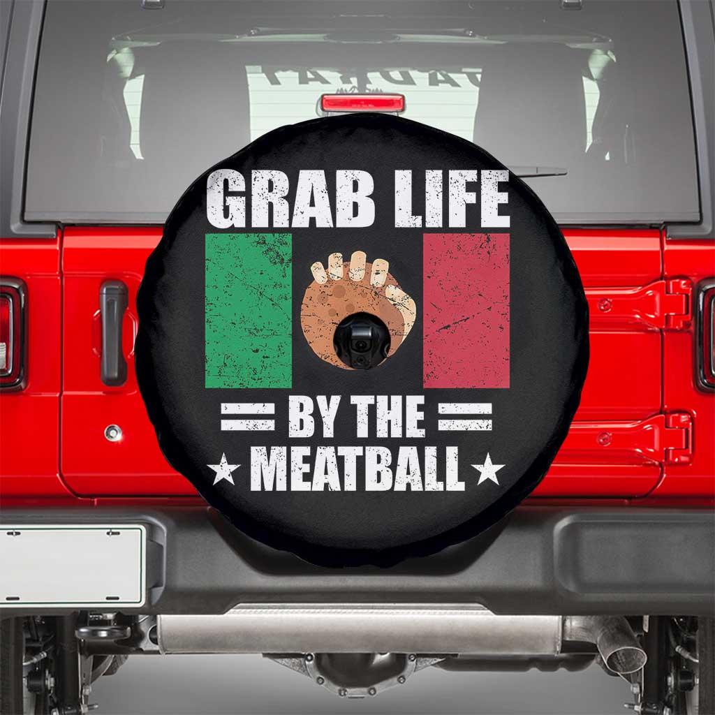 Funny Meatball Spare Tire Cover Italian Food Italy Flag TS10 Black Print Your Wear