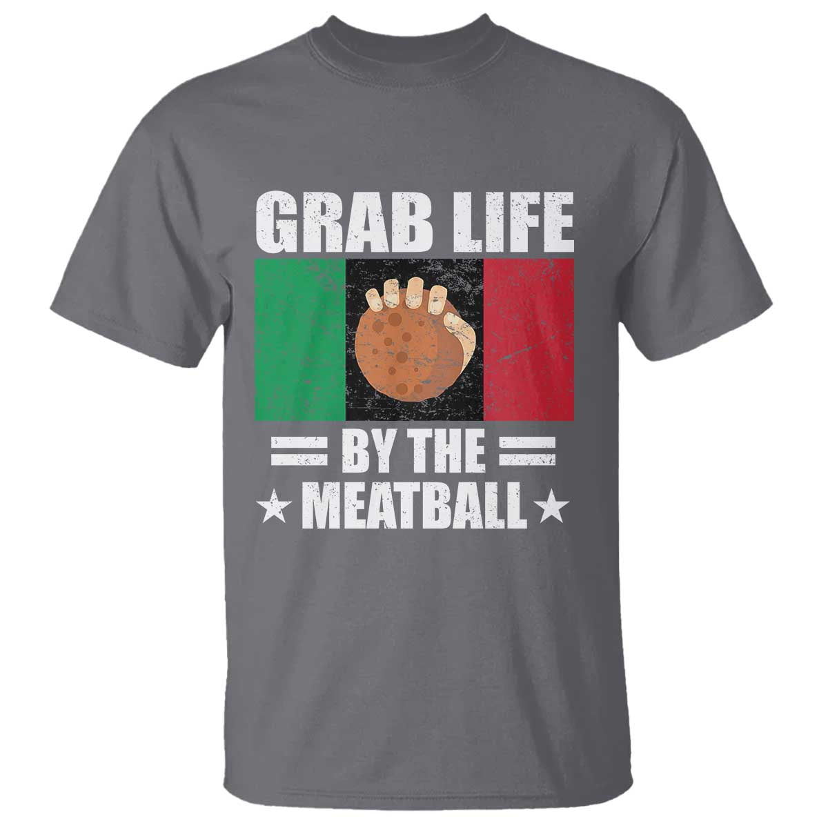 Funny Meatball T Shirt Italian Food Italy Flag TS10 Charcoal Print Your Wear