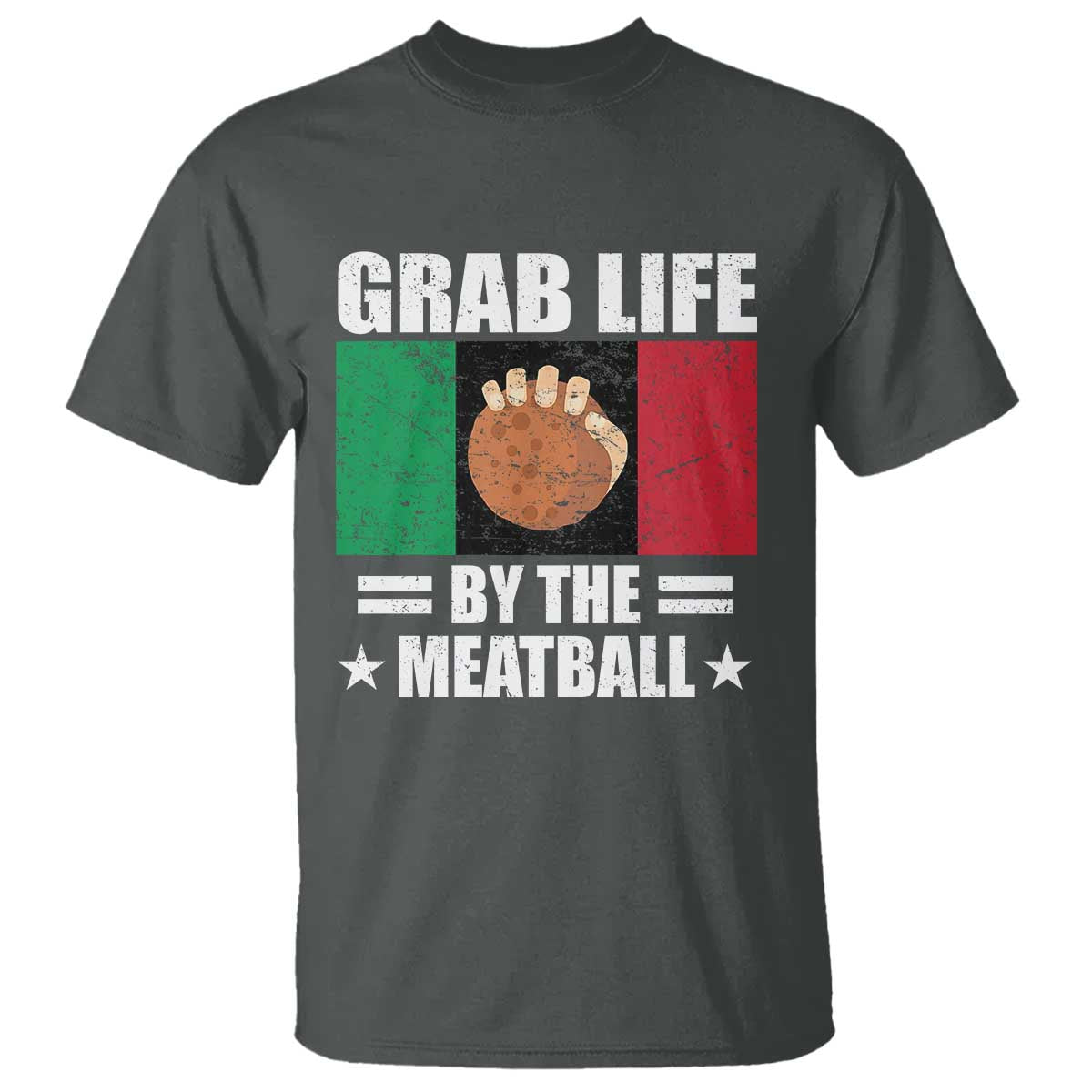 Funny Meatball T Shirt Italian Food Italy Flag TS10 Dark Heather Print Your Wear