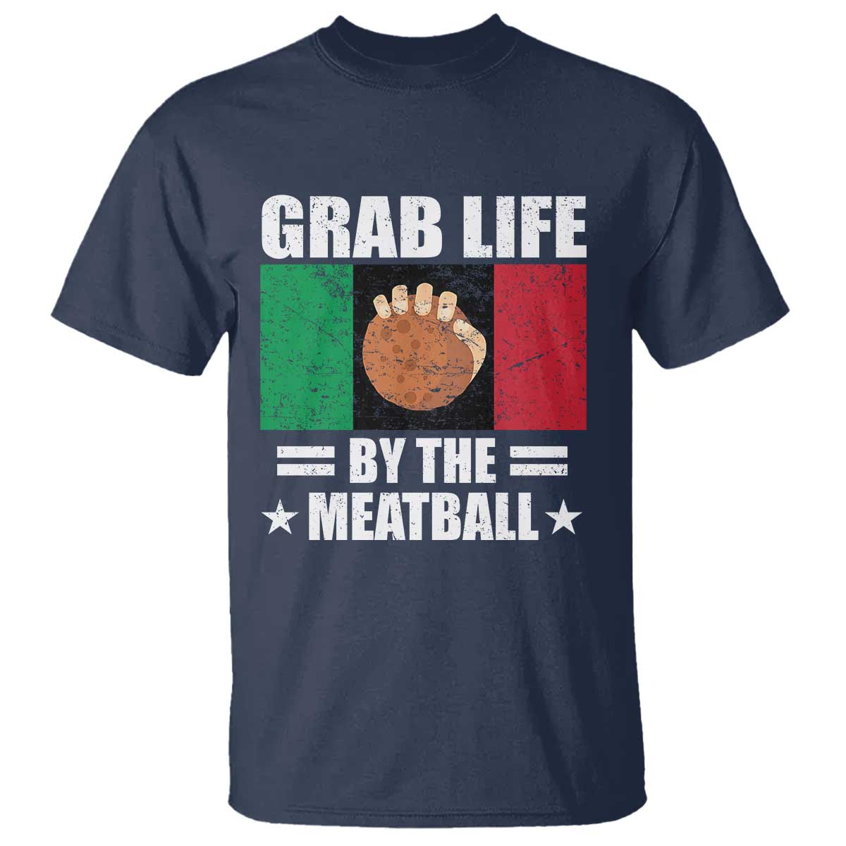 Funny Meatball T Shirt Italian Food Italy Flag TS10 Navy Print Your Wear