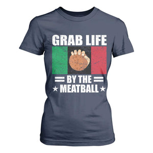 Funny Meatball T Shirt For Women Italian Food Italy Flag TS10 Navy Print Your Wear