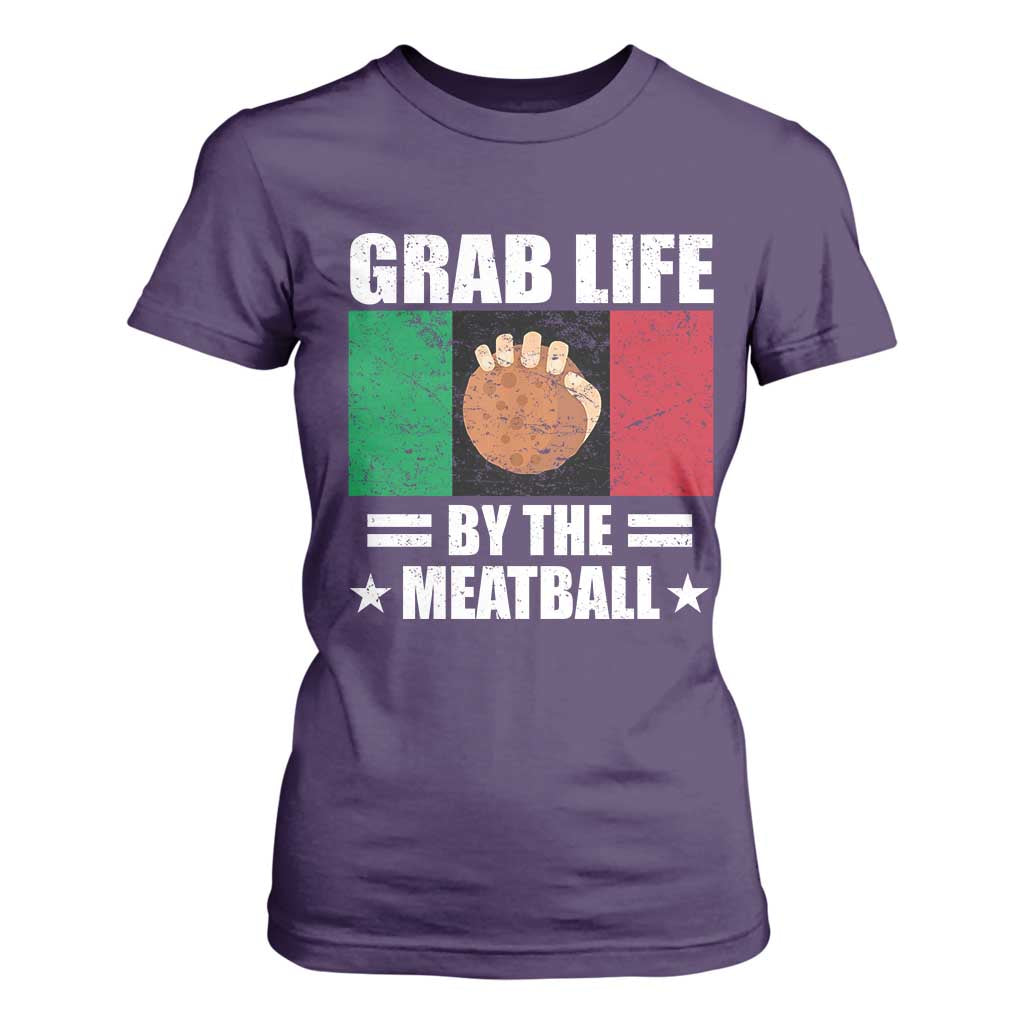 Funny Meatball T Shirt For Women Italian Food Italy Flag TS10 Purple Print Your Wear