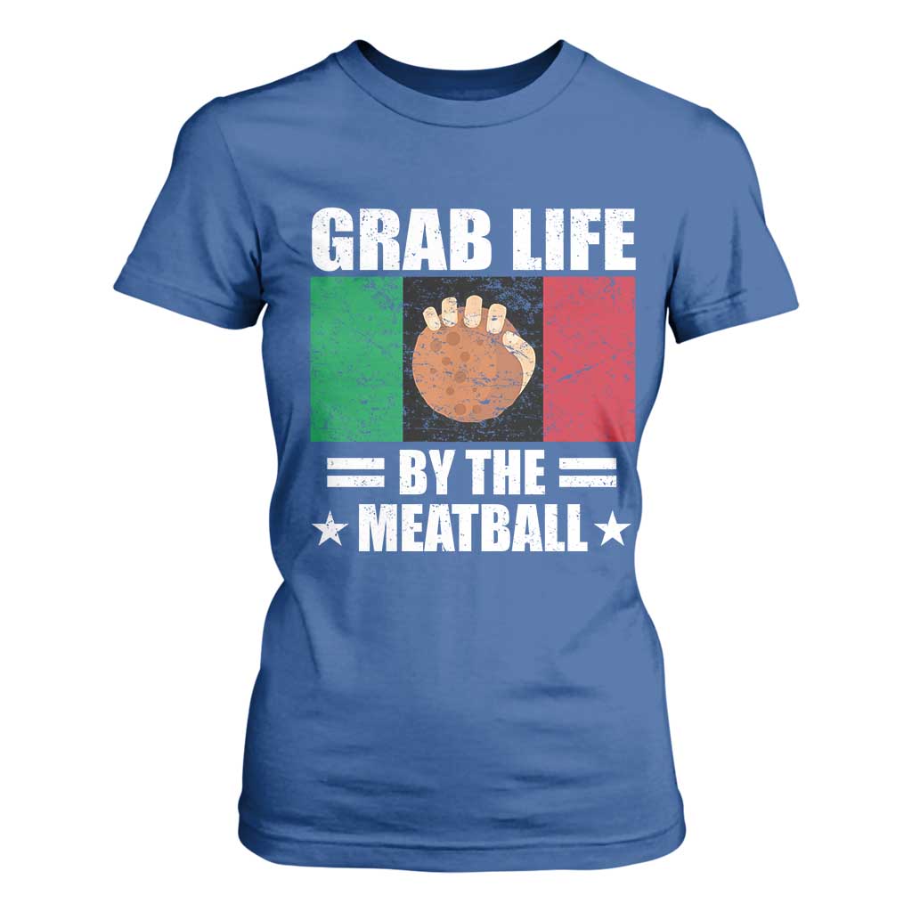 Funny Meatball T Shirt For Women Italian Food Italy Flag TS10 Royal Blue Print Your Wear