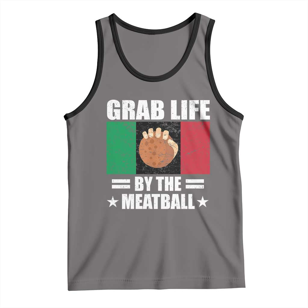 Funny Meatball Tank Top Italian Food Italy Flag TS10 Deep Heather Black Print Your Wear