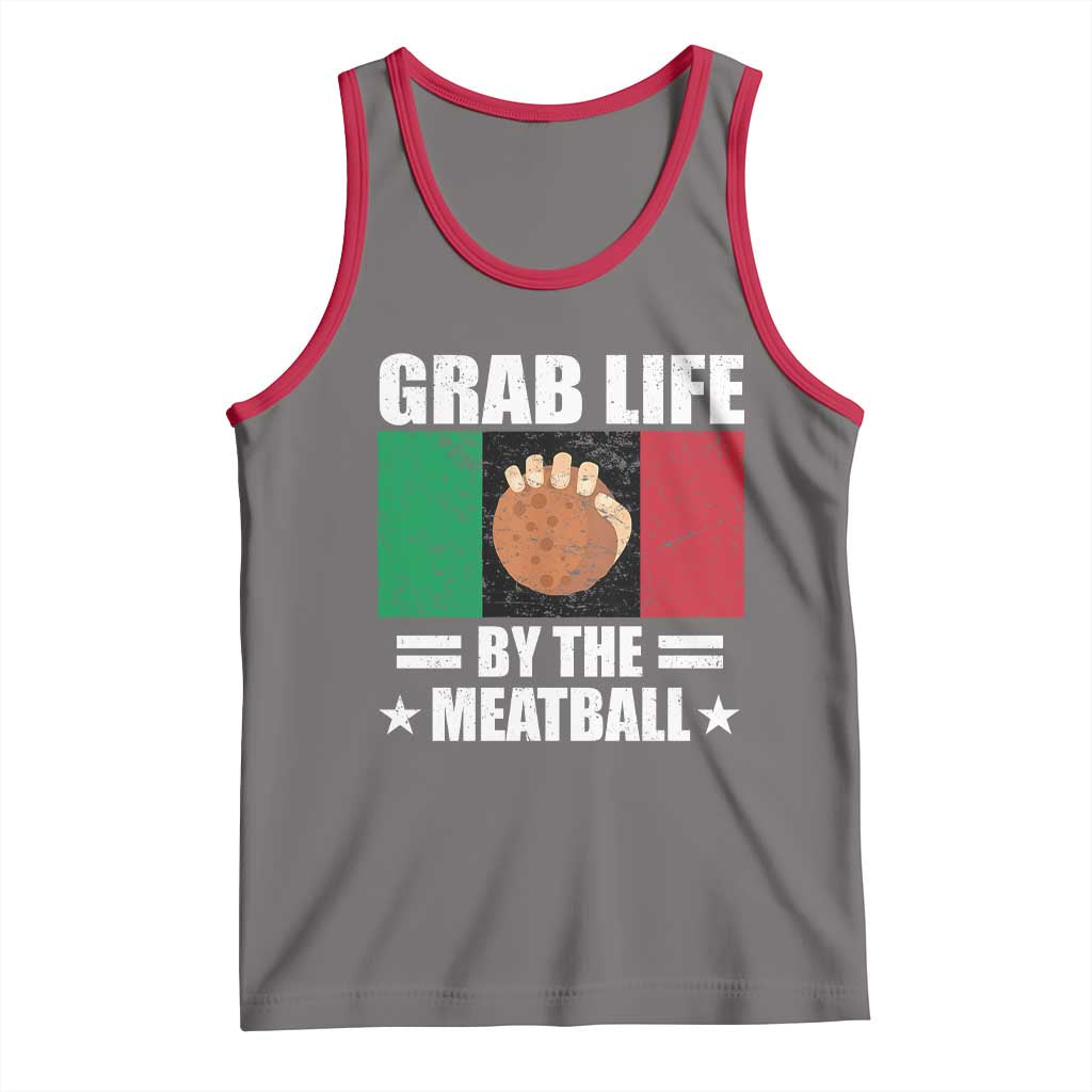 Funny Meatball Tank Top Italian Food Italy Flag TS10 Deep Heather Red Print Your Wear