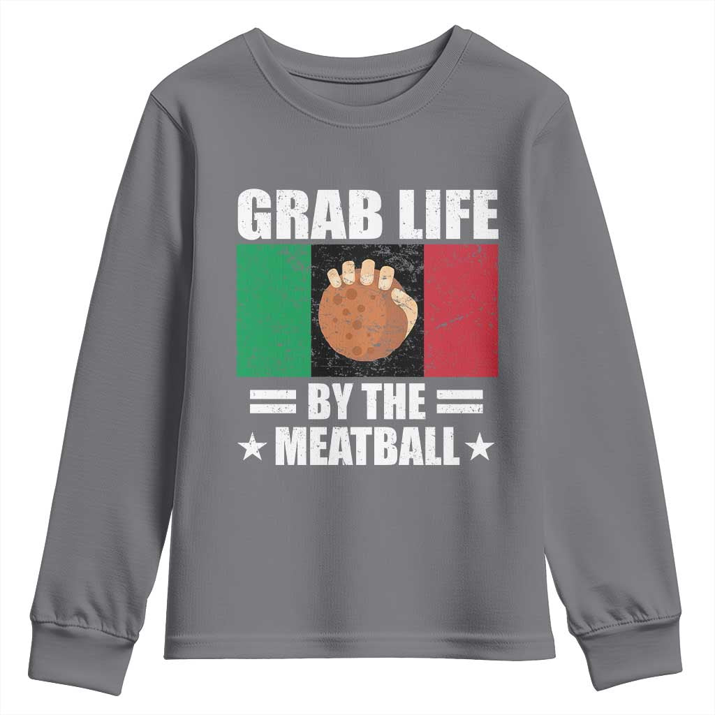 Funny Meatball Youth Sweatshirt Italian Food Italy Flag TS10 Charcoal Print Your Wear