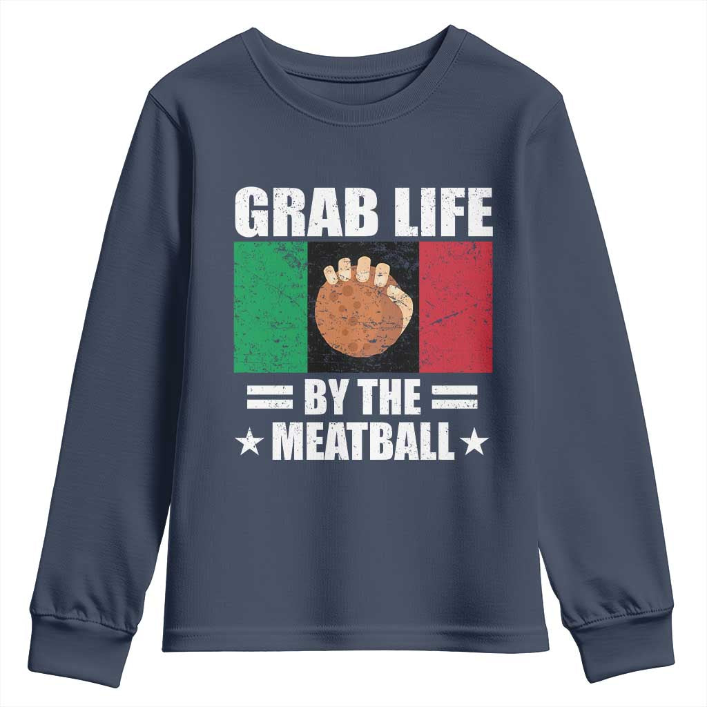 Funny Meatball Youth Sweatshirt Italian Food Italy Flag TS10 Navy Print Your Wear