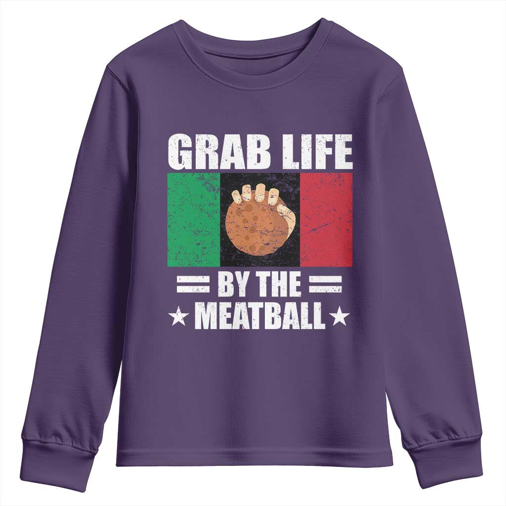 Funny Meatball Youth Sweatshirt Italian Food Italy Flag TS10 Purple Print Your Wear