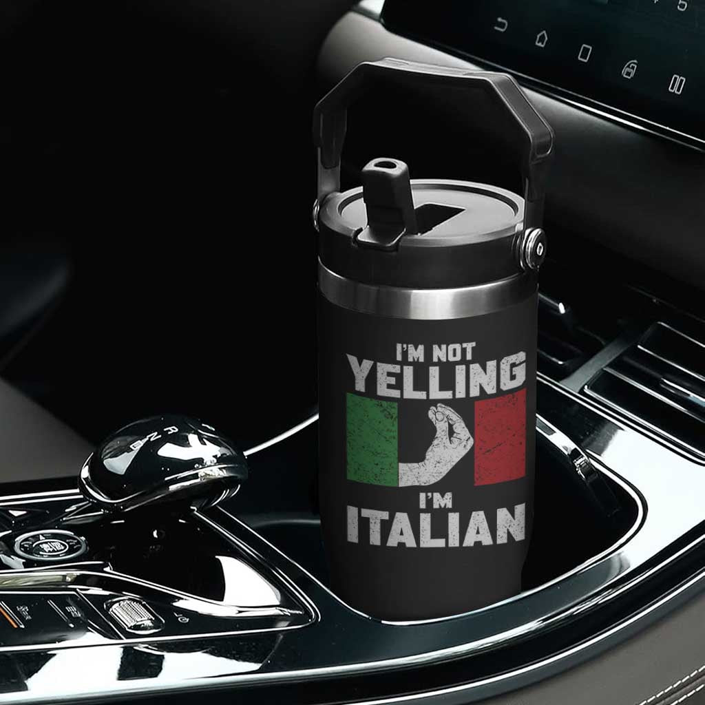 Funny Italian Flip Straw Tumbler Im Not Yelling Im Italian Italy Flag TS10 Print Your Wear
