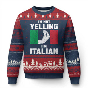 Funny Italian Ugly Christmas Sweater Im Not Yelling Im Italian Italy Flag TS10 Navy Red Print Your Wear