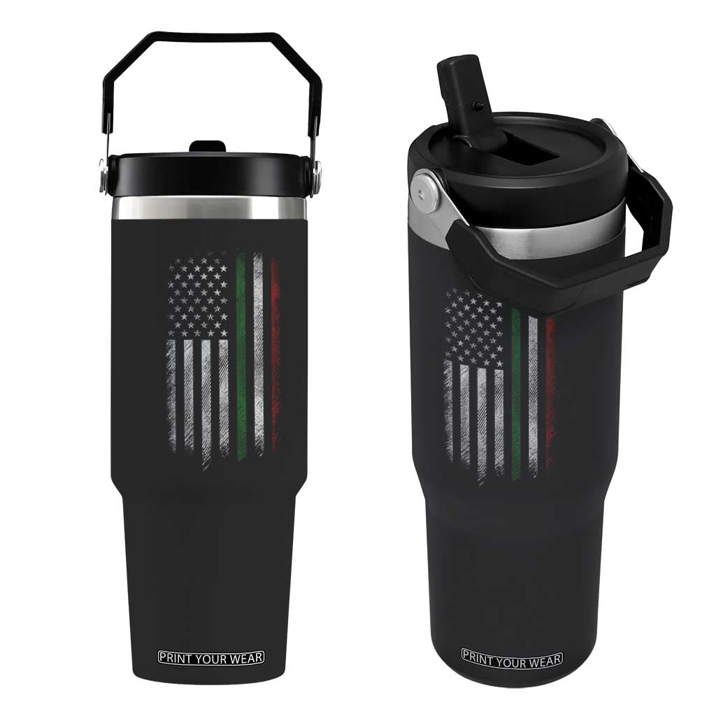 Italian American Flag Flip Straw Tumbler Retro Italy Flag Italian Family TS10 One Size: 30 oz Black Print Your Wear