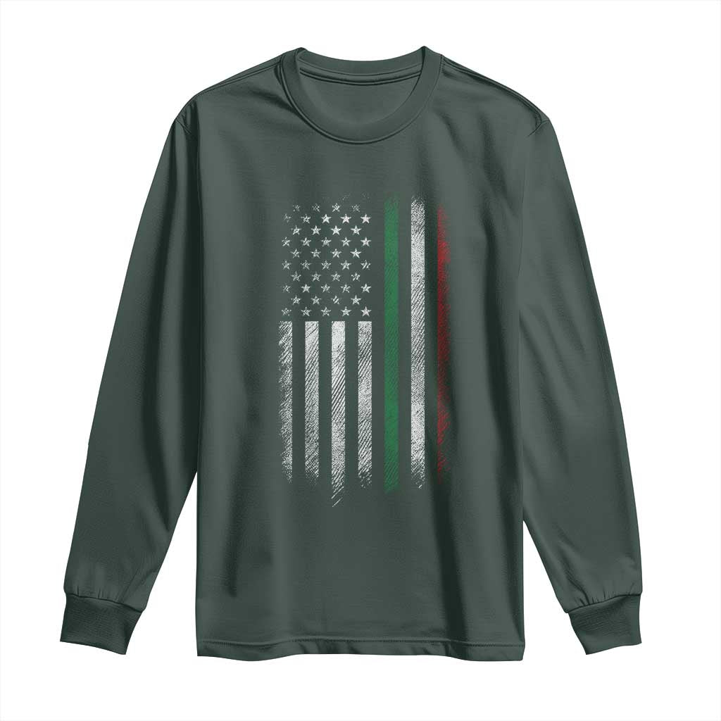 Italian American Flag Long Sleeve Shirt Retro Italy Flag Italian Family TS10 Dark Forest Green Print Your Wear