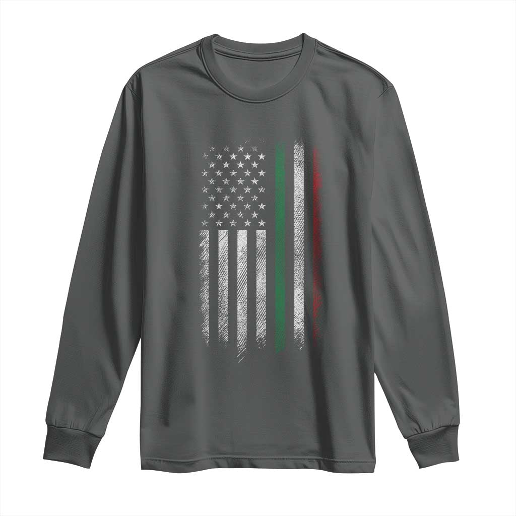 Italian American Flag Long Sleeve Shirt Retro Italy Flag Italian Family TS10 Dark Heather Print Your Wear