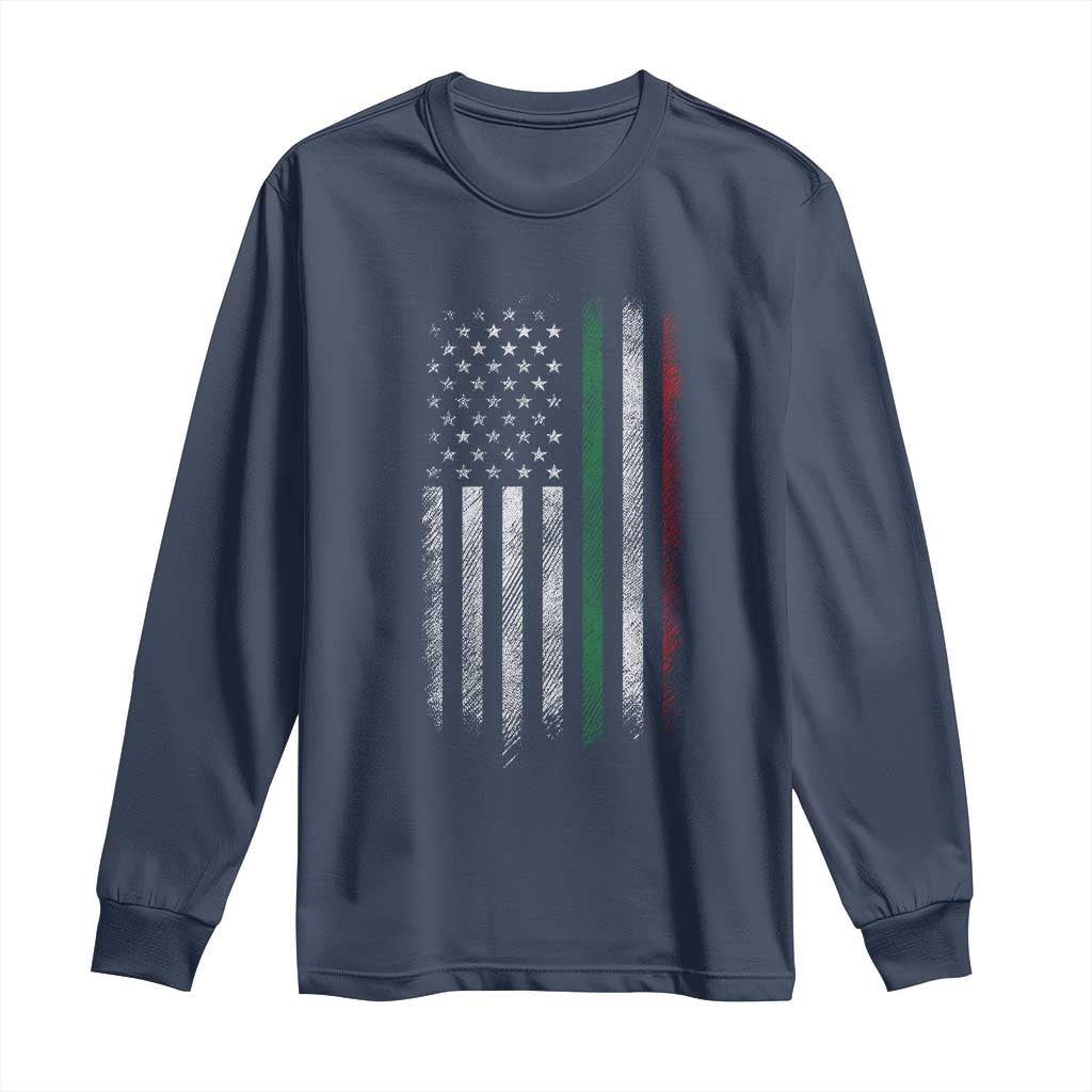 Italian American Flag Long Sleeve Shirt Retro Italy Flag Italian Family TS10 Navy Print Your Wear
