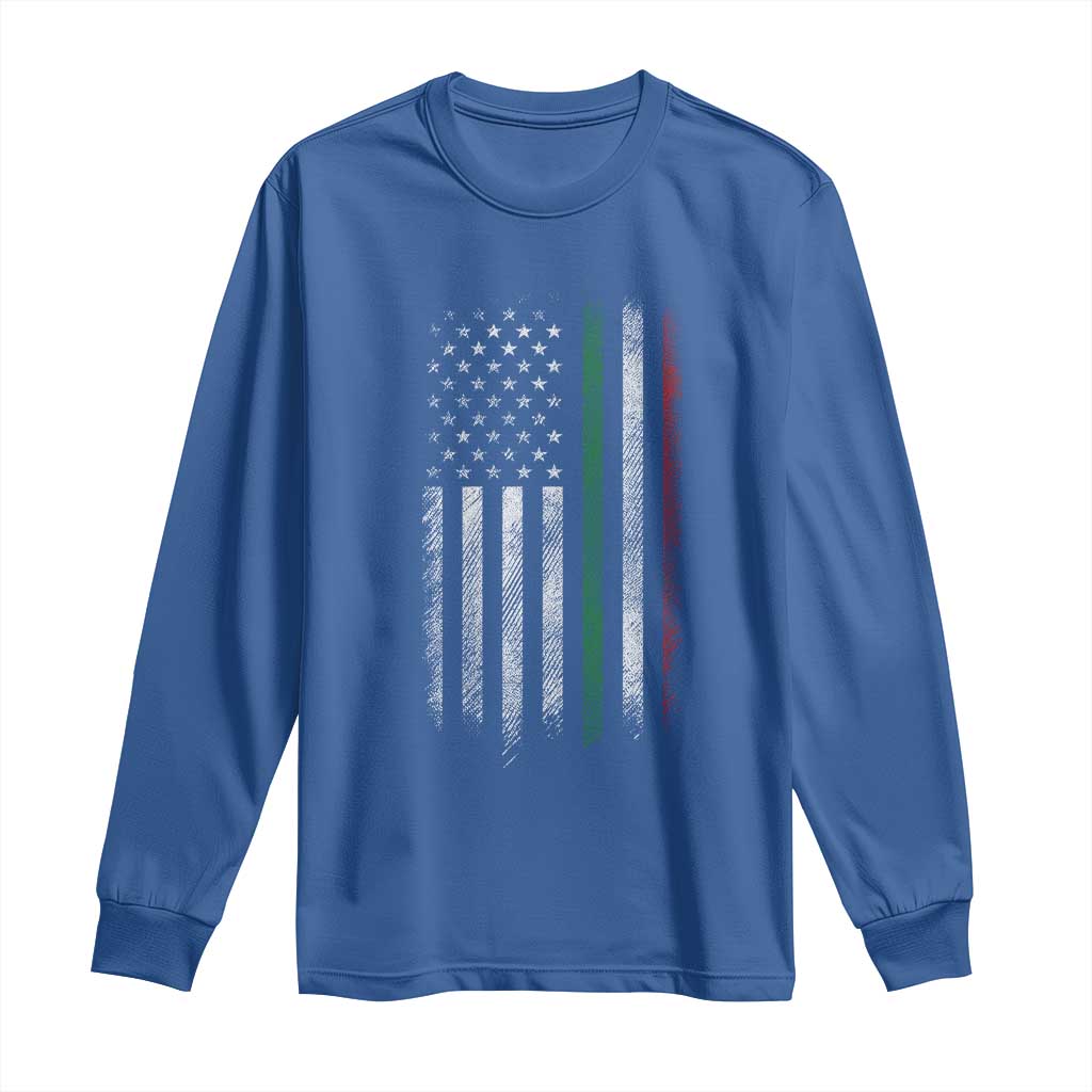 Italian American Flag Long Sleeve Shirt Retro Italy Flag Italian Family TS10 Royal Blue Print Your Wear