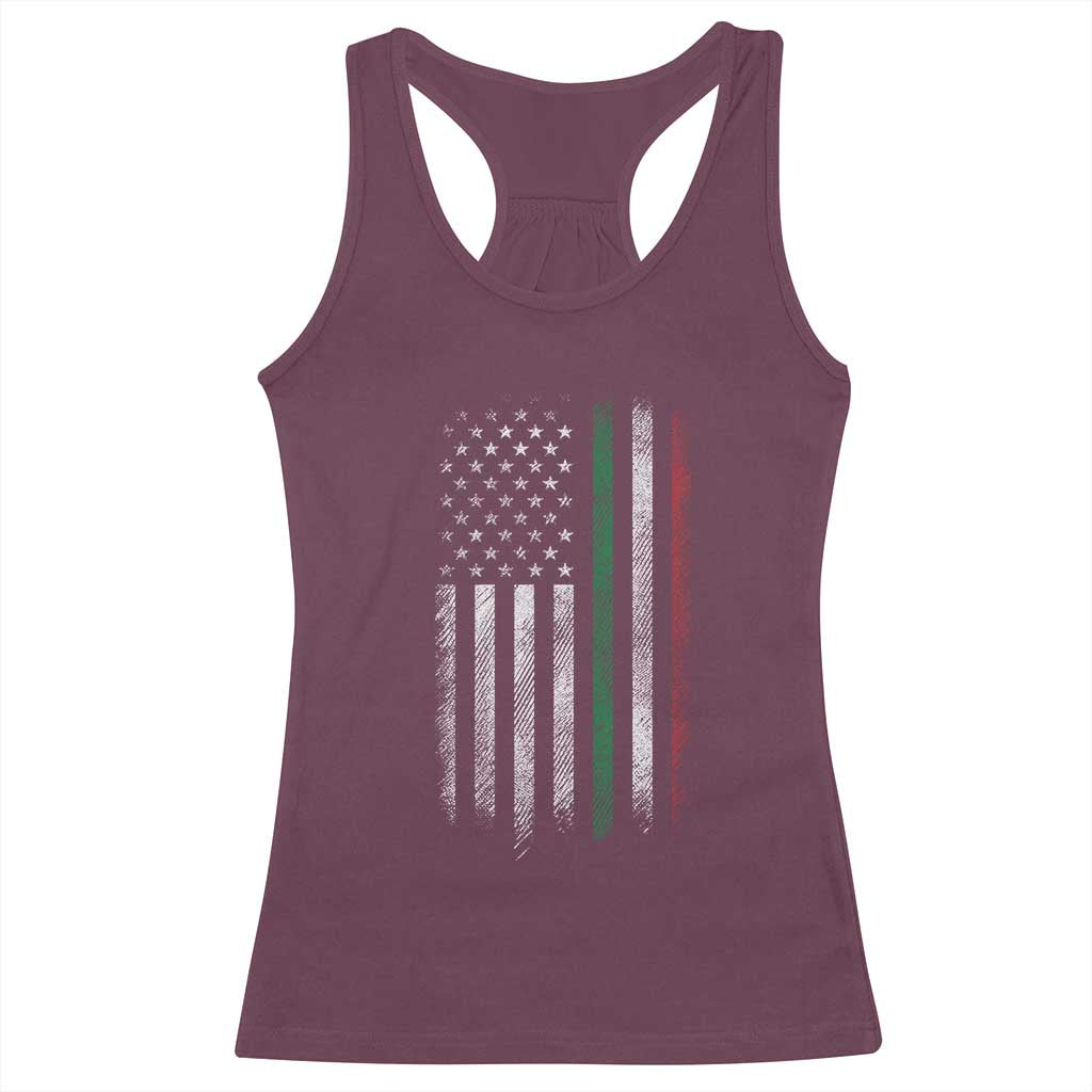 Italian American Flag Racerback Tank Top Retro Italy Flag Italian Family TS10 Maroon Print Your Wear