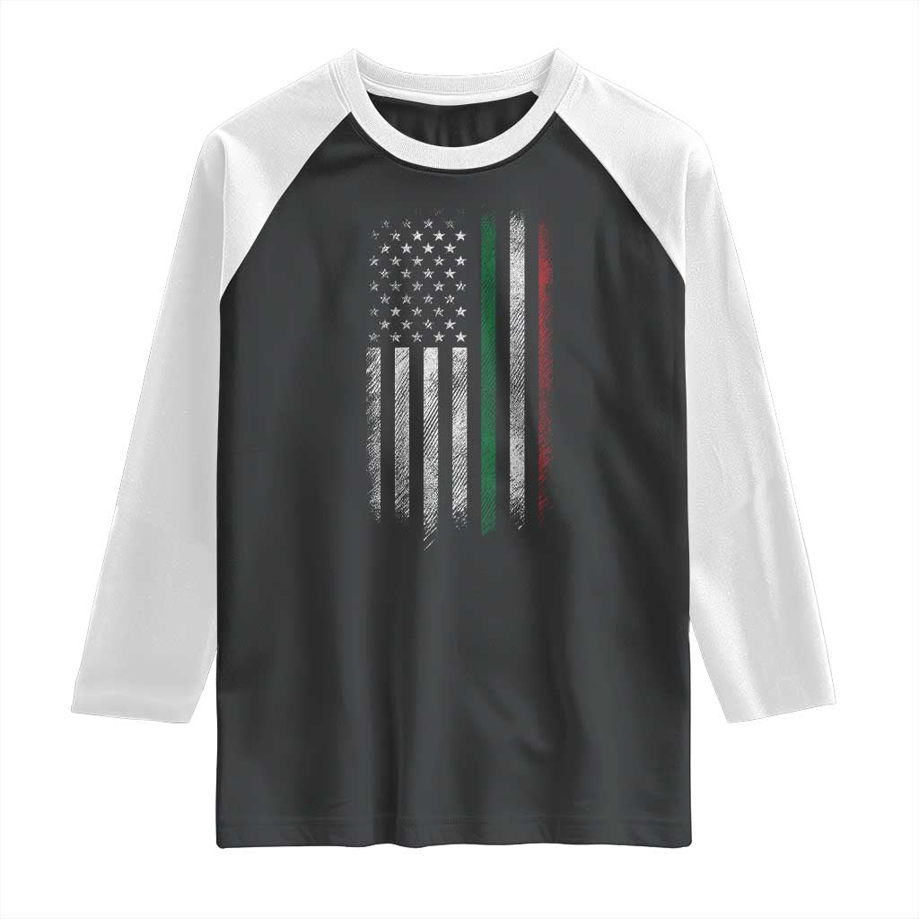 Italian American Flag Raglan Shirt Retro Italy Flag Italian Family TS10 Black White Print Your Wear