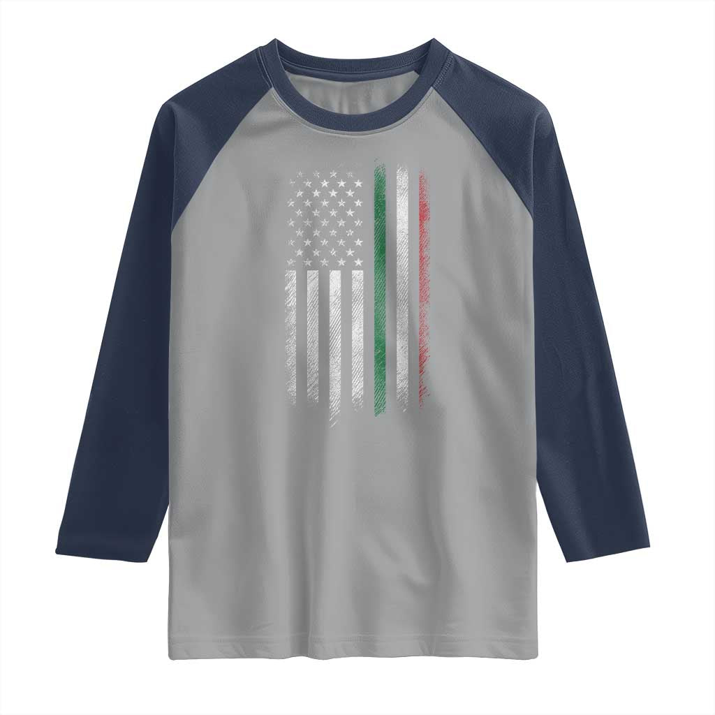 Italian American Flag Raglan Shirt Retro Italy Flag Italian Family TS10 Sport Gray Navy Print Your Wear