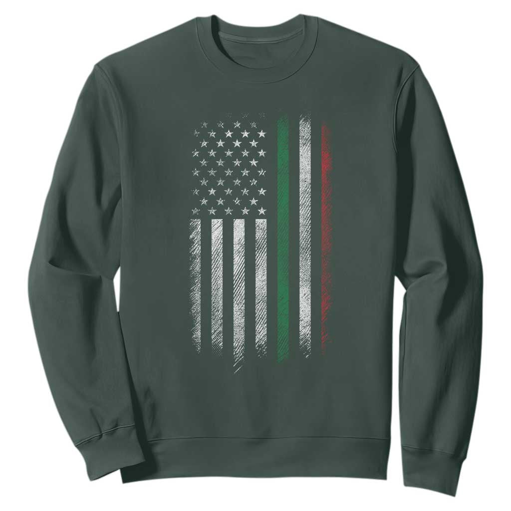 Italian American Flag Sweatshirt Retro Italy Flag Italian Family TS10 Dark Forest Green Print Your Wear