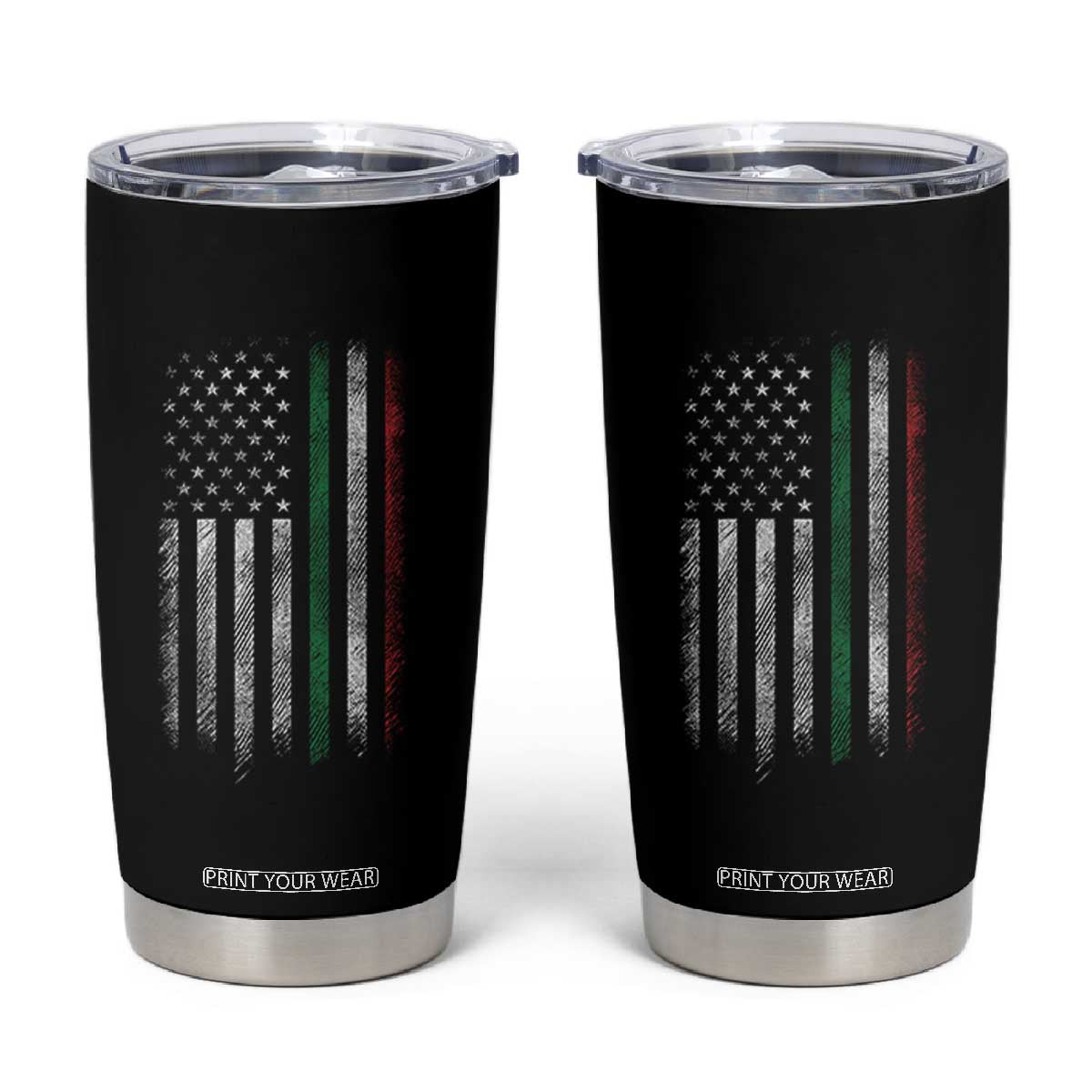 Italian American Flag Tumbler Cup Retro Italy Flag Italian Family TS10 Black Print Your Wear