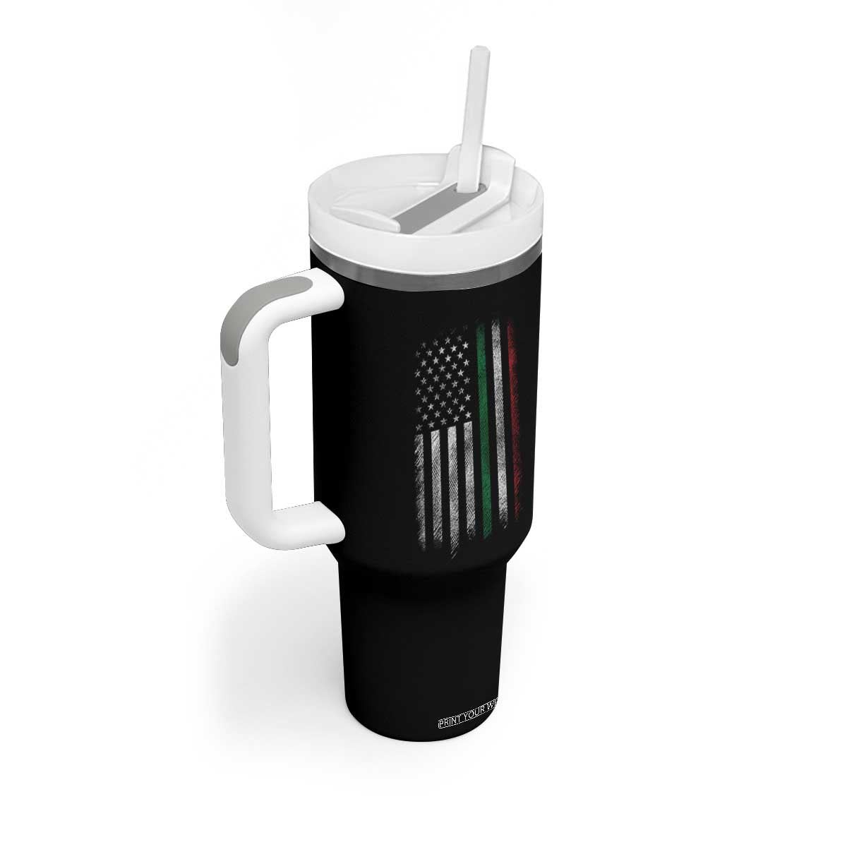 Italian American Flag Tumbler With Handle Retro Italy Flag Italian Family TS10 Print Your Wear