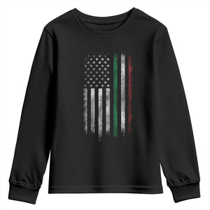 Italian American Flag Youth Sweatshirt Retro Italy Flag Italian Family TS10 Black Print Your Wear