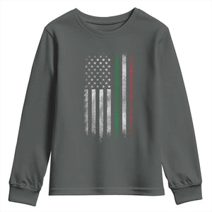 Italian American Flag Youth Sweatshirt Retro Italy Flag Italian Family TS10 Dark Heather Print Your Wear