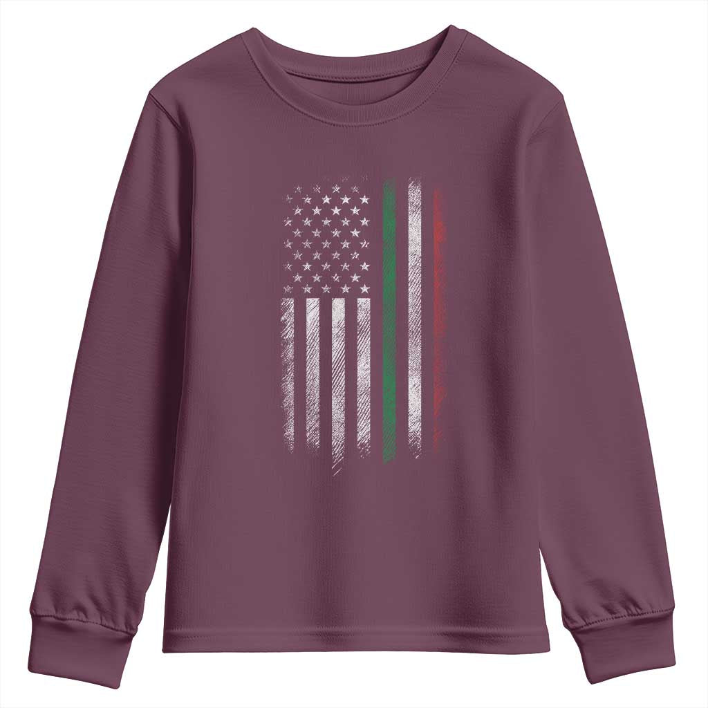 Italian American Flag Youth Sweatshirt Retro Italy Flag Italian Family TS10 Maroon Print Your Wear
