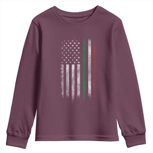 Italian American Flag Youth Sweatshirt Retro Italy Flag Italian Family TS10 Maroon Print Your Wear