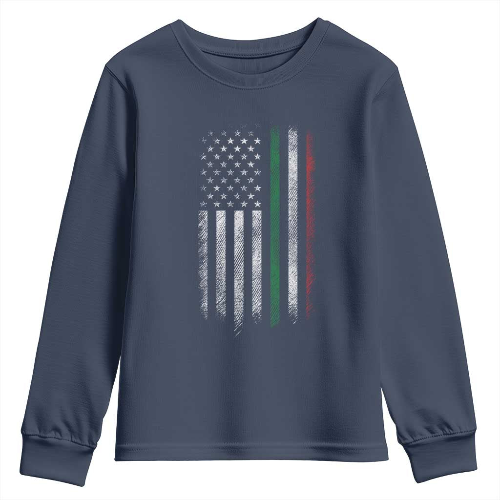 Italian American Flag Youth Sweatshirt Retro Italy Flag Italian Family TS10 Navy Print Your Wear